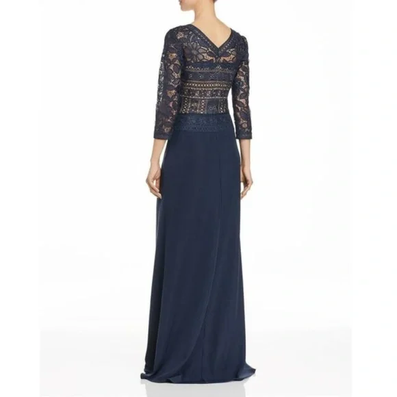 Tadashi Shoji Lace & Crepe A-Line Gown - Picture 3 of 7